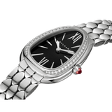 Buy Shop Bvlgari Serpenti Seduttori Diamonds Black Dial Silver Steel Strap Watch for Women - SERPENTI103449 USA Online