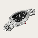 Buy Shop Bvlgari Serpenti Seduttori Diamonds Black Dial Silver Steel Strap Watch for Women - SERPENTI103449 USA Online