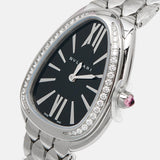 Buy Shop Bvlgari Serpenti Seduttori Diamonds Black Dial Silver Steel Strap Watch for Women - SERPENTI103449 USA Online