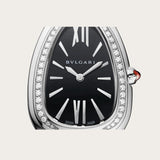 Buy Shop Bvlgari Serpenti Seduttori Diamonds Black Dial Silver Steel Strap Watch for Women - SERPENTI103449 USA Online