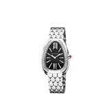 Buy Shop Bvlgari Serpenti Seduttori Diamonds Black Dial Silver Steel Strap Watch for Women - SERPENTI103449 USA Online