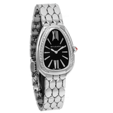 Buy Shop Bvlgari Serpenti Seduttori Diamonds Black Dial Silver Steel Strap Watch for Women - SERPENTI103449 USA Online