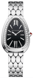 Buy Shop Bvlgari Serpenti Seduttori Diamonds Black Dial Silver Steel Strap Watch for Women - SERPENTI103449 USA Online