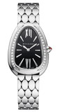 Buy Shop Bvlgari Serpenti Seduttori Diamonds Black Dial Silver Steel Strap Watch for Women - SERPENTI103449 USA Online