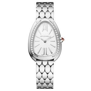 Buy Shop Bvlgari Serpenti Seduttori Diamonds Silver Dial Silver Steel Strap Watch for Women - SERPENTI103361 USA Online