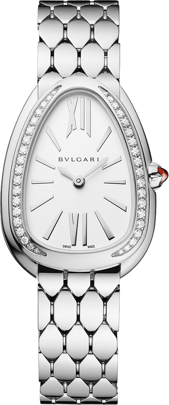 Buy Shop Bvlgari Serpenti Seduttori Diamonds Silver Dial Silver Steel Strap Watch for Women - SERPENTI103361 USA Online