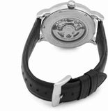 Buy Shop Emporio Armani Meccanico Silver Skeleton Dial Black Leather Watch For Men - AR1997 USA Online