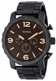 Buy Shop Fossil Nate Chrongraph Ion Plated Black Dial Black Steel Strap Watch for Men - JR1356 USA Online