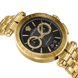 Versace Aion Chronograph Quartz Black Dial Gold Steel Strap Watch For Men - VE1D01721