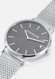 Coach Charles Black Dial Silver Mesh Bracelet Watch for Men - 14602144