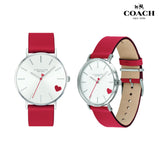 Buy Shop Coach Perry Silver Dial Red Leather Strap Watch for Women - 14503515 USA Online