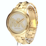 Buy Shop Michael Kors Runway Mercer Crystals Gold Dial Gold Steel Strap Watch For Women - MK6714 USA Online