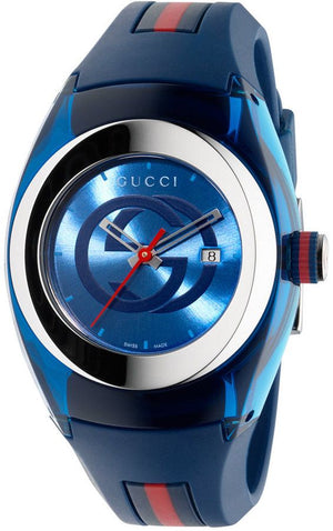 Buy Shop Gucci Sync Quartz Blue Dial Blue Rubber Strap Watch For Men - YA137304 USA Online