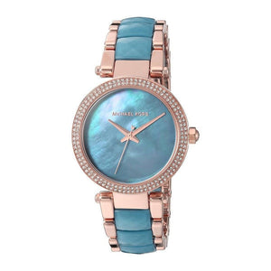 Buy Shop Michael Kors Parker Blue Mother of Pearl Dial Two Tone Steel Strap Watch for Women - MK6491 USA Online