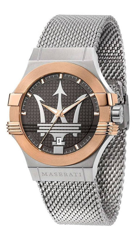 Buy Shop Maserati Potenza Quartz Grey Dial Silver Mesh Bracelet Watch For Men - R8853108007 USA Online
