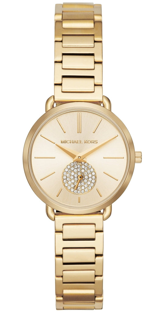 Buy Shop Michael Kors Portia Quartz Gold Dial Gold Steel Strap Watch For Women - MK3838 USA Online