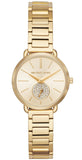 Buy Shop Michael Kors Portia Quartz Gold Dial Gold Steel Strap Watch For Women - MK3838 USA Online