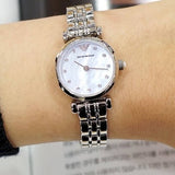 Buy Shop Emporio Armani Gianni Blue Dial Silver Steel Strap Watch For Women - AR1961 USA Online