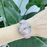 Buy Shop Cartier Ballon Blue De Cartier Pink Dial Pink Leather Strap Watch for Women - WSBB0031 USA Online