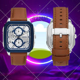 Buy Shop Fossil Inscription Multifunction Silver Dial Brown Leather Strap Watch for Men - BQ2658 USA Online