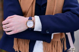 Buy Shop Fossil Original Boyfriend Chronograph White Dial Navy Blue Leather Strap Watch for Women - ES3838 USA Online