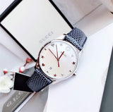 Buy Shop Gucci G-Timeless Signature Mother of Pearl Silver Dial Blue Leather Strap Watch For Women - YA1264049 USA Online