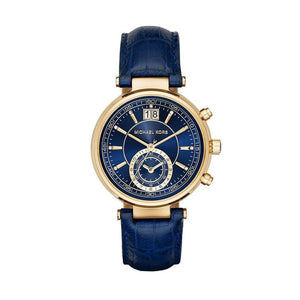 Buy Shop Michael Kors Sawyer Blue Dial Blue Leather Strap Watch for Women - MK2425 USA Online