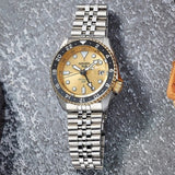 Buy Shop Seiko 5 Sports GMT Automatic 70th Anniversary Taiwan Limited Edition Gold Dial Silver Steel Strap Watch For Men - SSK044K1 USA Online