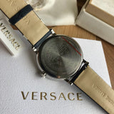 Buy Shop Versace Menifesto Quartz Blue Dial Blue Leather Strap Watch For Men - VBQ01017 USA Online