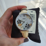 Buy Shop Fossil Jacqueline Three-Hand White Dial Yellow Leather Strap Watch for Women - ES4812 USA Online