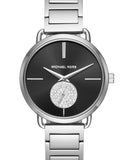 Buy Shop Michael Kors Portia Black Dial Silver Steel Strap Watch for Women - MK3638 USA Online