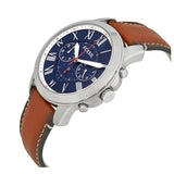 Buy Shop Fossil Grant Chronograph Blue Dial Brown Leather Strap Watch for Men - FS5210 USA Online
