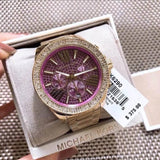 Michael Kors Wren Purple Dial Gold Steel Strap Watch for Women - MK6290