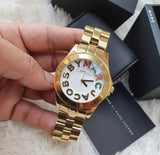 Buy Shop Marc Jacobs Rivera White Dial Gold Steel Strap Watch for Women - MBM3137 USA Online