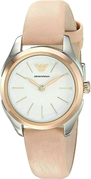 Buy Shop Emporio Armani Valeria Quartz White Dial Beige Leather Strap Watch For Women - AR11031 USA Online