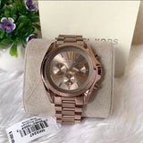 Michael Kors Bradshaw Chronograph Brown Dial Brown Steel Strap Watch For Women - MK6247