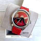 Buy Shop Michael Kors Janelle Three Hand Red Dial Red Rubber Strap Watch For Women - MK7144 USA Online