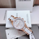 Buy Shop Emporio Armani Sportivo White Dial Rose Gold & White Steel Strap Watch For Women - AR5942 USA Online