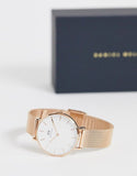 Buy Shop Daniel Wellington Classic Petite Melrose White Dial Rose Gold Mesh Bracelet Watch For Women - DW00100163 USA Online