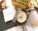 Buy Shop Fossil Forrester Chronograph White Dial Brown Leather Strap Watch for Men - FS5696 USA Online