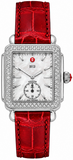 Buy Shop Michele Deco Silver Dial Red Leather Strap Watch For Women - MWW06V000007 USA Online