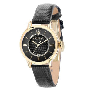 Buy Shop Maserati Epoca Black Dial Black Leather Strap Watch For Women - R8851118501 USA Online