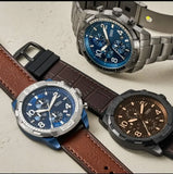 Buy Shop Fossil Bronson Chronograph Luggage Blue Dial Brown Leather Strap Watch for Men - FS5829 USA Online