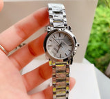 Burberry The City Silver Diamonds Dial Silver Stainless Steel Strap Watch for Women - BU9229