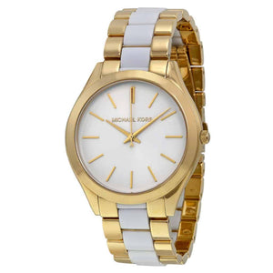Buy Shop Michael Kors Slim Runway Quartz White Dial Two Tone Steel Strap Watch For Women - MK4295 USA Online