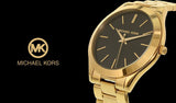 Buy Shop Michael Kors Runway Black Dial Gold Steel Strap Watch for Women - MK3478 USA Online