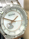 Bulova Crystal Collection Mother of Pearl Dial Silver Steel Strap Watch for Women - 98L232