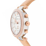 Buy Shop Michael Kors Parker Chronograph White Dial Tan Leather Strap Watch for Women - MK5633 USA Online