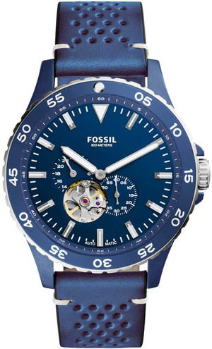 Buy Shop Fossil Crewmaster Sports Automatic Blue Dial Blue Leather Strap Watch for Men - ME3149 USA Online