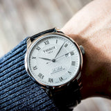 Buy Shop Tissot Le Locle Powermatic 80 Silver Dial Black Leather Strap Watch For Men - T006.407.16.033.00 USA Online